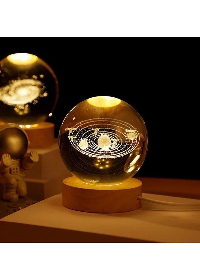 Cool Baby Crystal Ball Tabletop Small Night Light Solar System Ornaments Creative Glass Ball  - Image 4