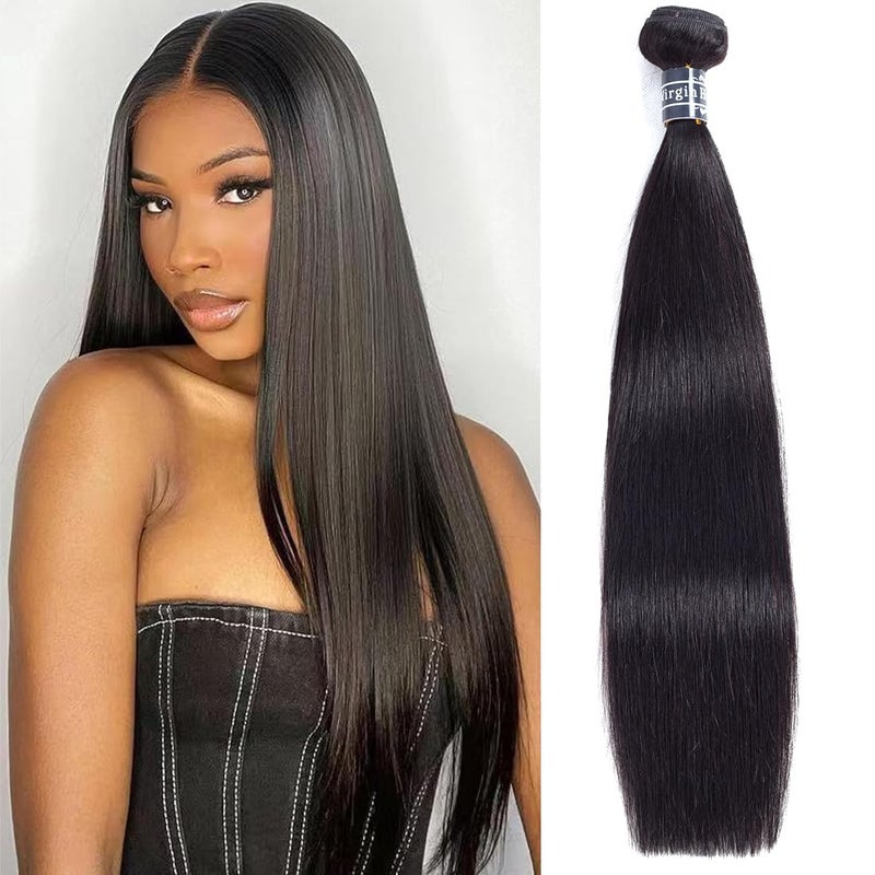 شعر أميلا البرازيلي الأصلي المستقيم 1 حزمة 100 شعر برازيلي غير معالج حزم نسج لون أسود طبيعي 10 بوصة 95 جرام