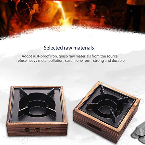 GAOSHA Alcohol Stove Iron Wooden Portable Square Commercial Solid Stove Household Stove for Home Outdoor BBQ Camping - Image 3