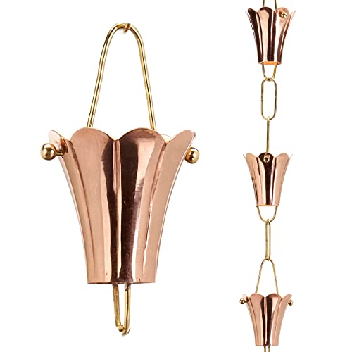 Good Directions Fluted Flower Pure Copper 8.5 ft. Rain Chain - Image 1