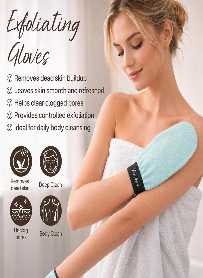 Fundrem Exfoliating Gloves, Exfoliating Body Scrubber for Bath Shower Exfoliation, Body Scrub Exfoliator Loofah Sponge for Dead Skin Remover - Image 2