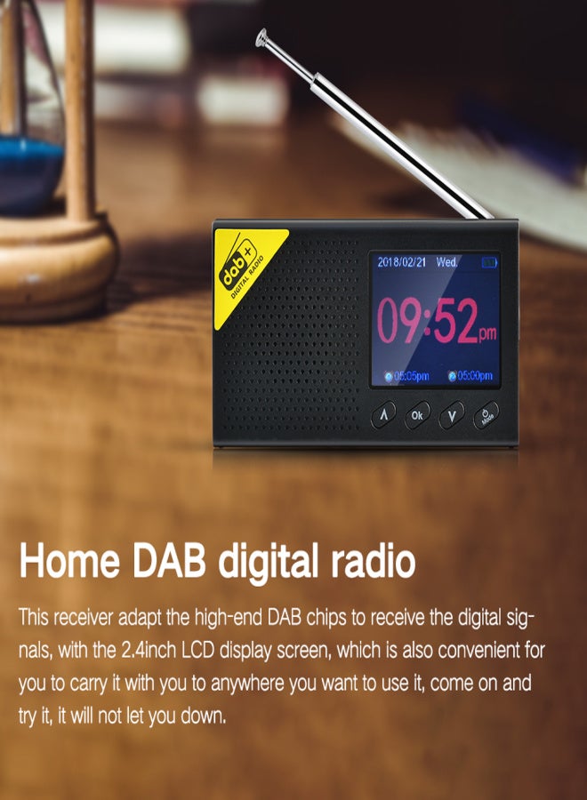 راديو رقمي محمول بشاشة LCD مقاس 2.4 بوصة، مخرج ستيريو، للاستخدام المنزلي والمكتبي، بتقنية DAB اللاسلكية BT 5.0. - Image 5