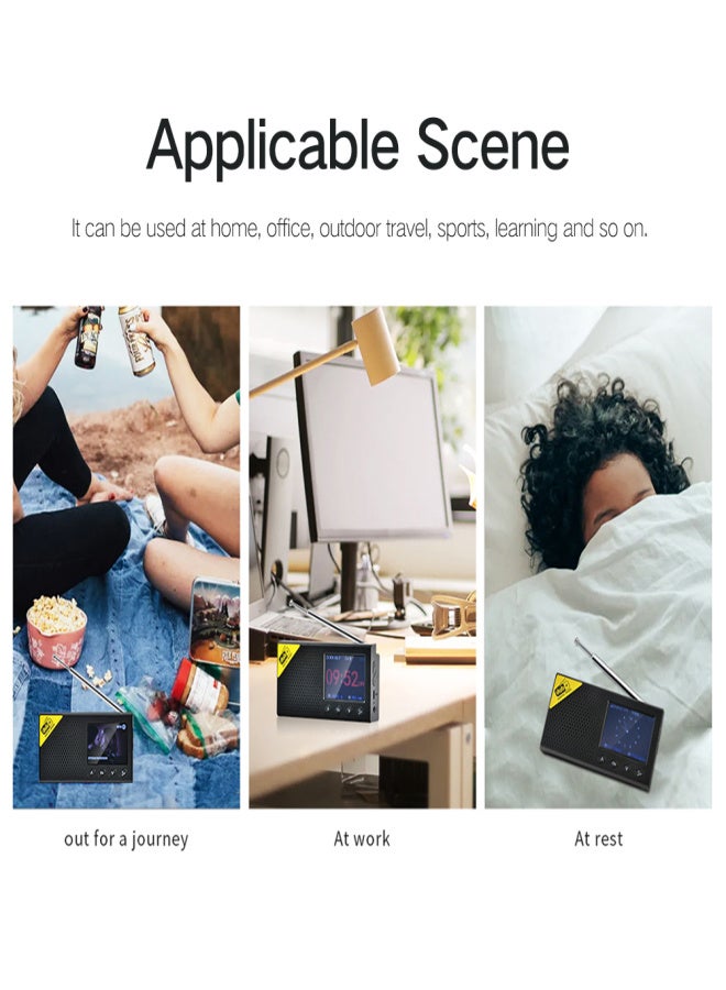 راديو رقمي محمول بشاشة LCD مقاس 2.4 بوصة، مخرج ستيريو، للاستخدام المنزلي والمكتبي، بتقنية DAB اللاسلكية BT 5.0. - Image 2