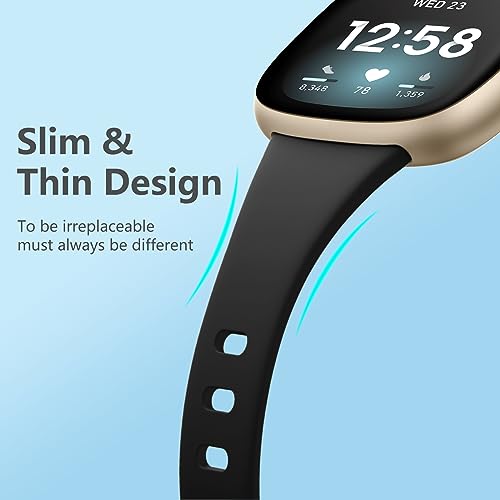 Getino Compatible with Fitbit Versa 4/ Versa 3 Bands/Sense/Sense 2 Bands Women Men, Sport Slim Accessories, Band for Fitbit Versa 4/ Versa 3/ Sense 2/ Sense, Large Black/Plum/Bluegray/Pinegreen - Image 3