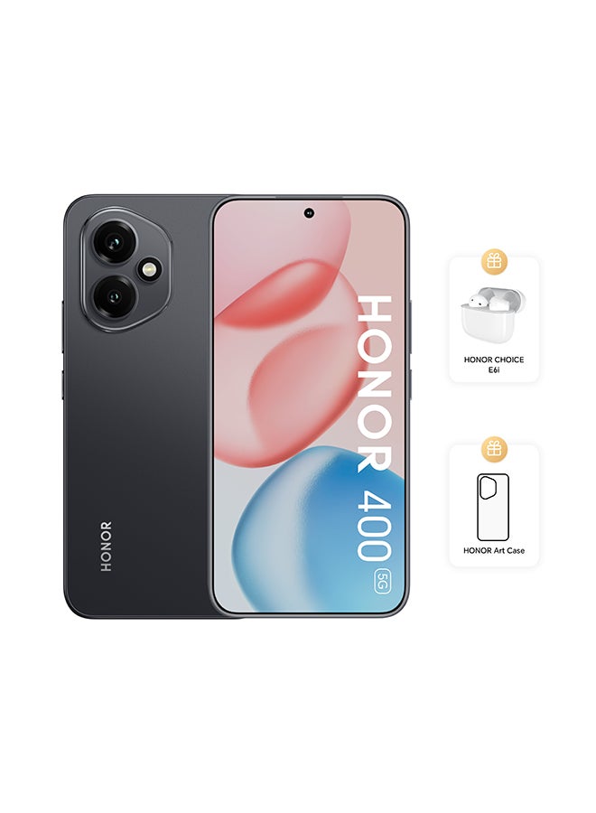 هونور 400 5G ثنائي الشريحة أسود منتصف الليل 12 جيجابايت رام 512 جيجابايت مع سماعات HONOR CHOICE E6i وحافظة مجانية - نسخة الشرق الأوسط - Image 1