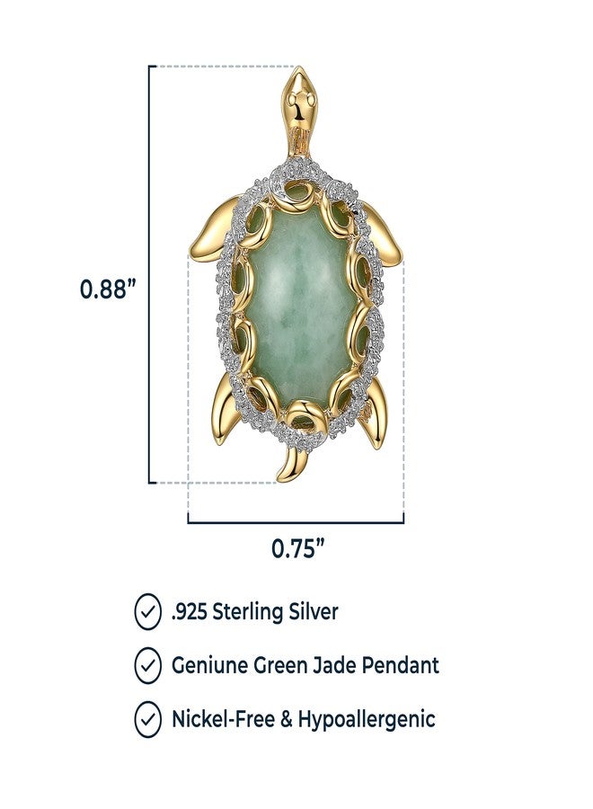 مورجان آند بايدج قلادة مورغان آند بيج من الفضة الإسترليني عيار 925 مطلية بالذهب عيار 18 قيراطًا على شكل سلحفاة من اليشم الأصلي للنساء - قلادة أنيقة من الفضة الإسترليني على شكل سلحفاة بحرية للنساء مع قلادة من الألماس بوزن إجمالي 1/10 قيراط، 18 بوصة - Image 3