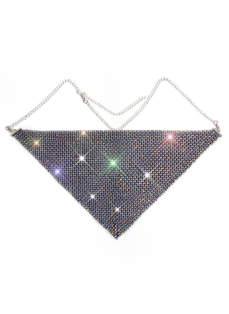 Halloween Rhinestone Mask Triangular Glitter Party Face Cover Black AB drill 