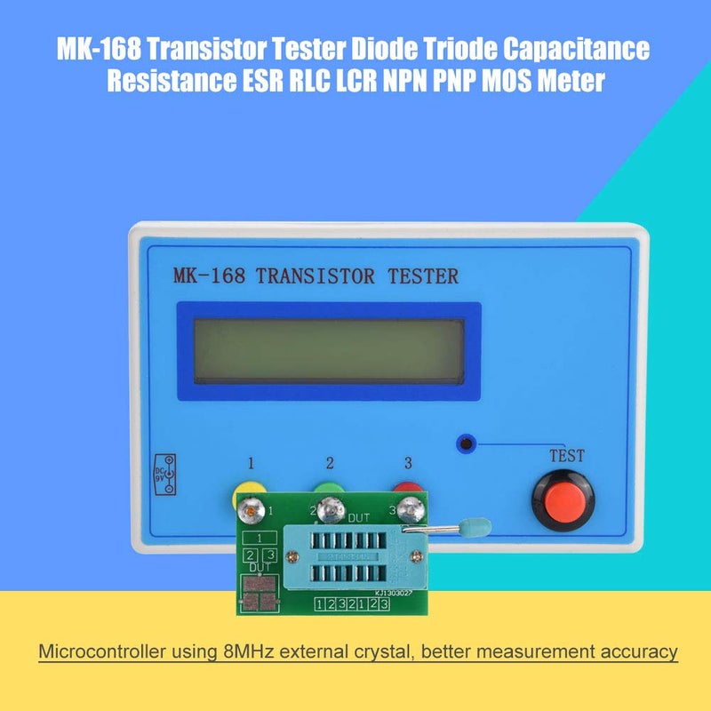 Focket Transistor Tester, MK-168 8MHz External Crystal Multifunction Diode Triode Capacitance Tester RLC NPN PNP MOS Meter with Automatically Detect - Image 3
