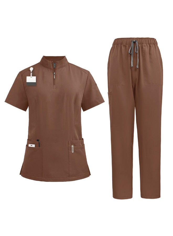 NIBEMINENT Medical Doctor Nurse Surgical Uniforms Woman Scrub Set Beauty Salon Work Wear Clinical Scrubs Top-Pants Spa Nursing Tunic Suit - Image 1