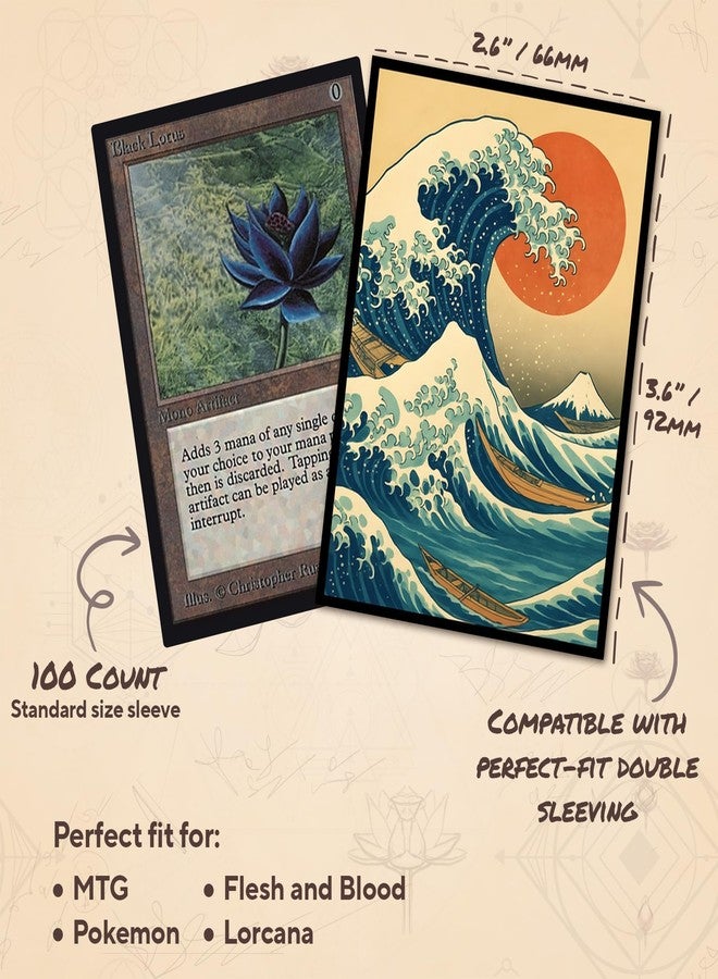 Paramint Hokusai Classic MTG Card Sleeves (Smooth) - 104 Count Standard Size TCG Sleeves - Compatible with Magic The Gathering - Double Sleeving - Original Art Design, Premium Protection - Image 3