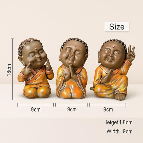 Xtore 3 Baby Buddha Giving Cute Selfie Poses | Home Decor Figurine | Lifts up Energy of Surroundings | Brings Positive Vibes (Pack of 3, Multicolor) - Image 4