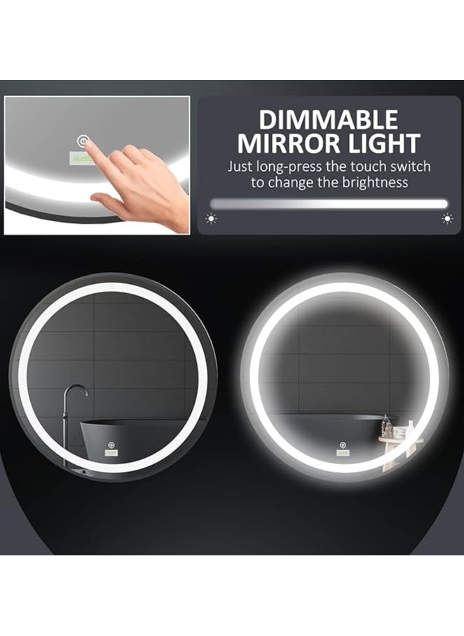 NAFEH LED Round Bathroom Mirror lighted Makeup Vanity Mirror With Lights Flower Wall Mounted Mirror Dimmable and changing lights 60*60 with frame  - Image 4