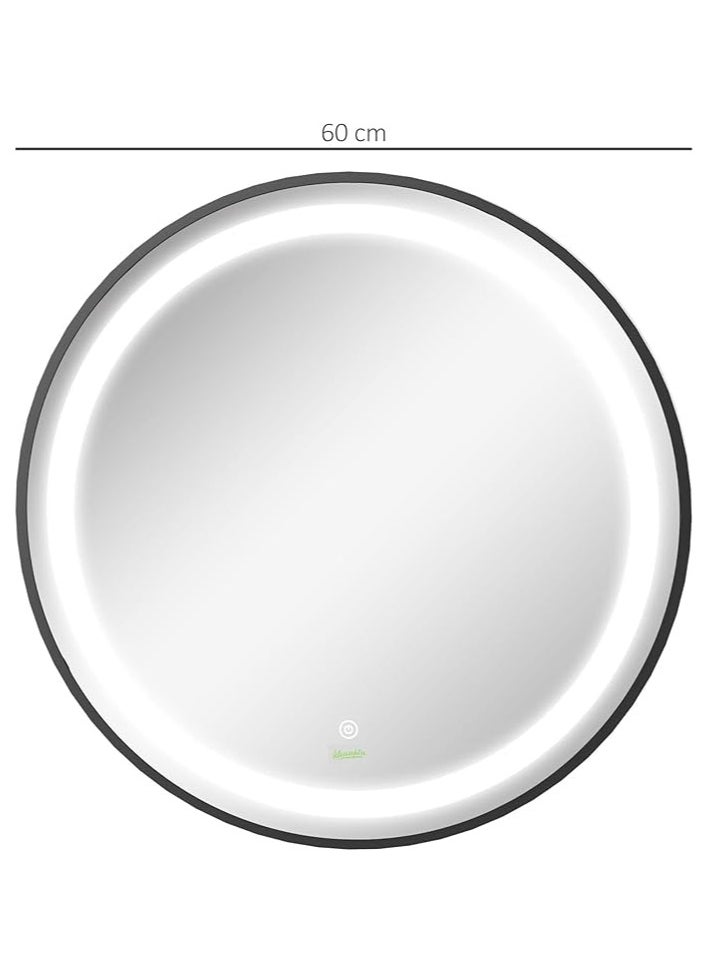 NAFEH LED Round Bathroom Mirror lighted Makeup Vanity Mirror With Lights Flower Wall Mounted Mirror Dimmable and changing lights 60*60 with frame  - Image 5
