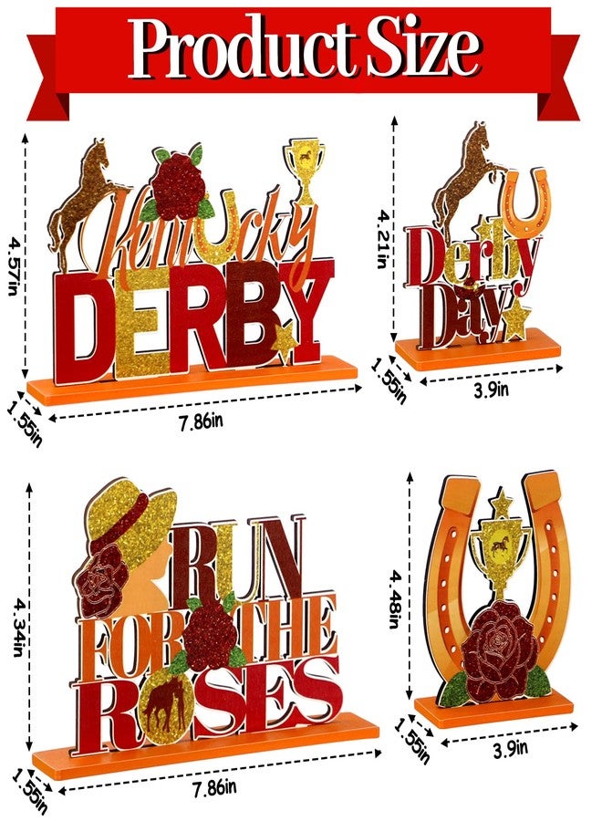 MUOUAKATE 4pcs Derby Decorations Party Supplies Table Centerpieces - Wooden Derby Decor Tiered Tray Decor for Horse Racing Festival Birthday Party Decor - Image 2