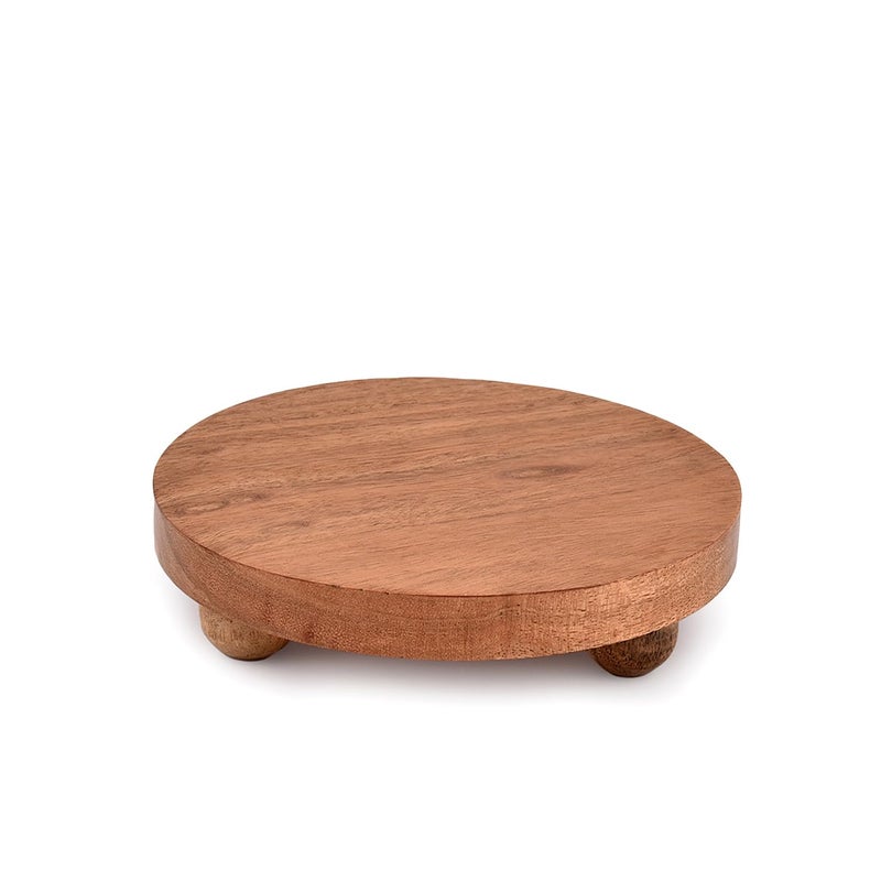 NIRMAN Display Stand Round Acacia Wood Stand for Display Wooden Stand for Kitchen/Bathroom Counter/Plant Stand (5.5" x 5.5" x 1.5"), (Set of 2) - Image 3