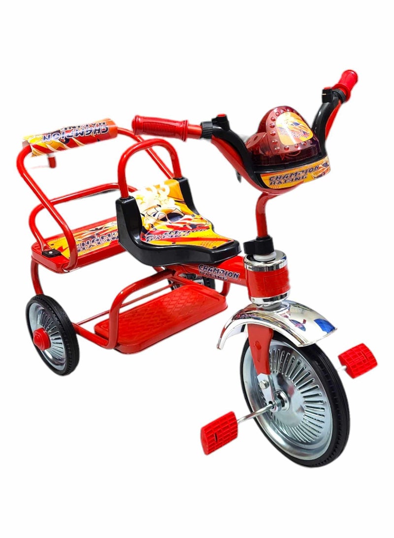 Tricycle Double Seated Iron Bike for Kids with Sounds and Light  - Image 1
