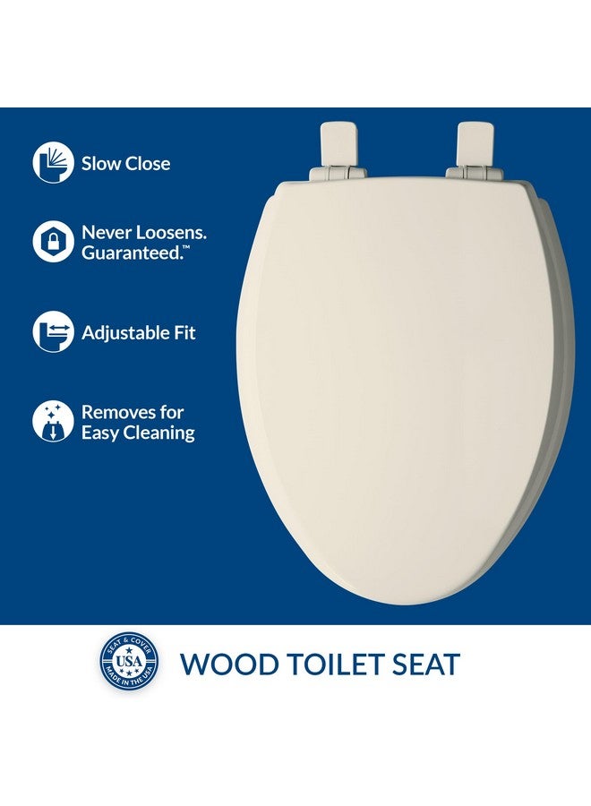 Mayfair Cassel Slow Close Toilet Seat, Easy Clean, Non Slip Premium Wood Seat, Easy Install, Elongated, Biscuit - Image 1