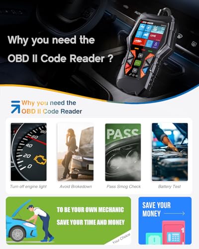 MOTOPOWER MP69040 Car OBD2 Scanner Check Engine Fault Code Reader Diagnostic Scan Tool, Black - Image 2