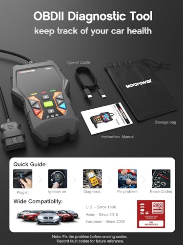 MOTOPOWER MP69040 Car OBD2 Scanner Check Engine Fault Code Reader Diagnostic Scan Tool, Black - Image 3
