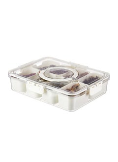 Excefore Divided Serving Tray with Lid and Handle, Snack Tray, Veggie Fruit Tray, Snackle Box Charcuterie Container, Portable Snack Platters Clear Organizer for Candy Fruits Snacks, for Party Picnic  - Image 1