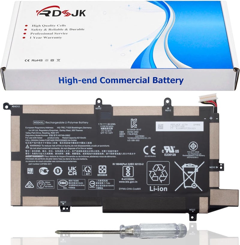 WS04XL Laptop Battery for HP Spectre X360 14-EA 14T-EA000 14-EA0007NA 14-EA0002NI 14-EA0003NS 14-EA0002NX 14-EA0520NA 14-EA0023DX 14-EA0378NG 14-EA0051TU HSTNN-DB9Z L97352-2D1 L97357-005 7.7V 66.52Wh - Image 1
