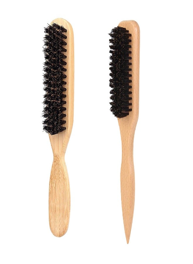 COLAYERIST Slick Back Hair Brush, Boar Bristle Hair Brush for Soft/Medium Hair - Polish Slick Back Hair/Ponytail and Create a Frizz-free Hairstyle, Suitable for Women Men & Kids-2 PCS - Image 1