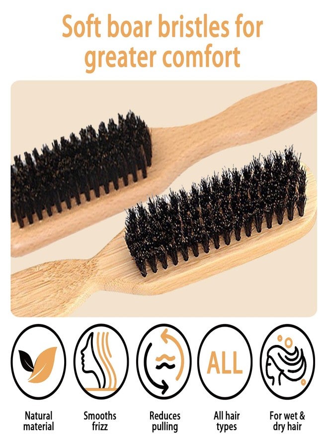 COLAYERIST Slick Back Hair Brush, Boar Bristle Hair Brush for Soft/Medium Hair - Polish Slick Back Hair/Ponytail and Create a Frizz-free Hairstyle, Suitable for Women Men & Kids-2 PCS - Image 4
