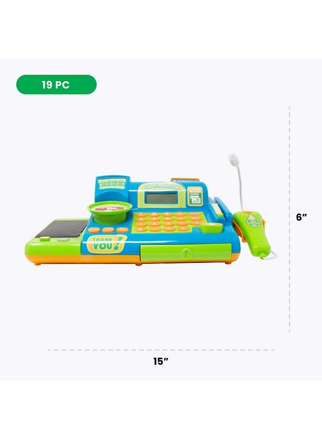 BOLEY Pretend Play Cash Register Toy For Kids - 19 Piece Interactive Set With Scanner, Microphone, Conveyor Belt, Calculator & Money - Educational Toy For Boys & Girls - Ages 3 And Up - Image 5