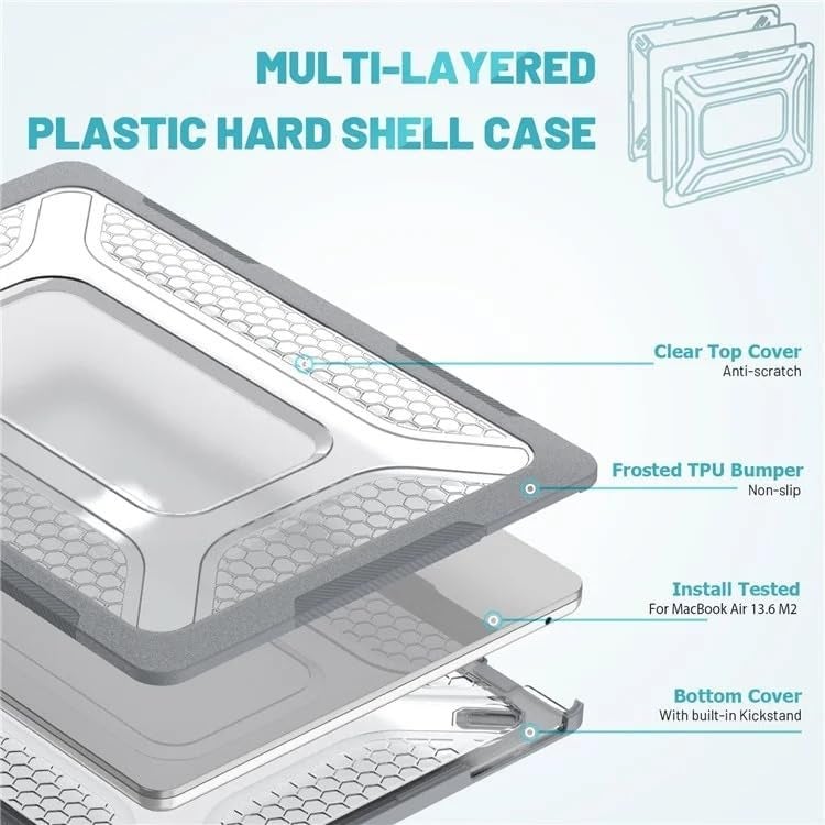 Tech Trendz TechTrendz Case Cover Compatible with MacBook Pro 13 inch M2 A2338 Case A2251 M1 A2289 A2159 A1989 A1706 A1708 2024-2017 Honeycomb Design HeavyDuty Protective HardShell TPU Bumper Cover with Kickstand - Image 5
