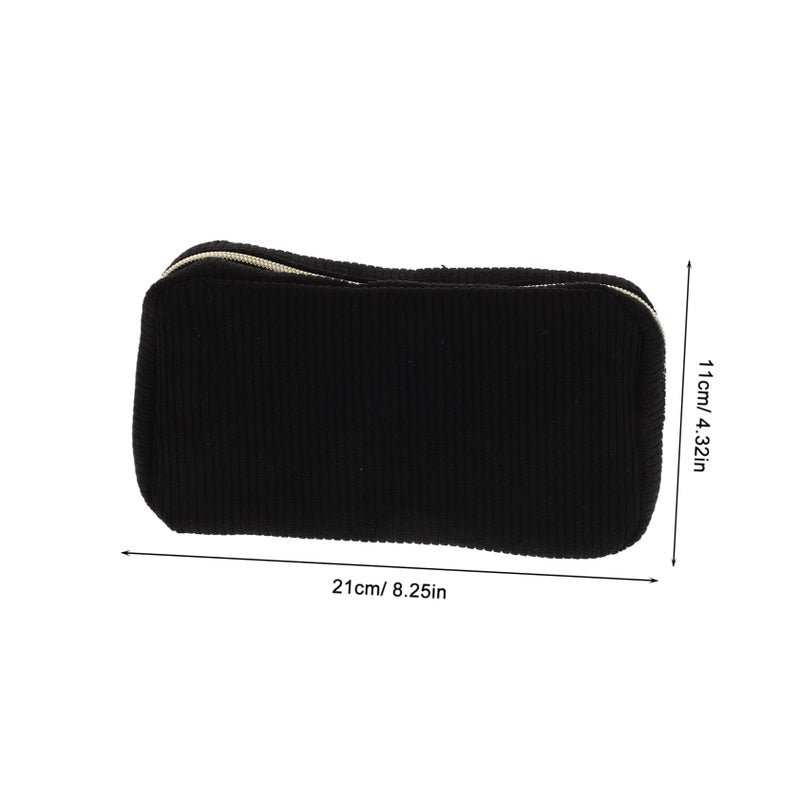 Corduroy Travel Makeup Bag Large Capacity Portable Toiletry Organizer Storage Pouch - Image 3