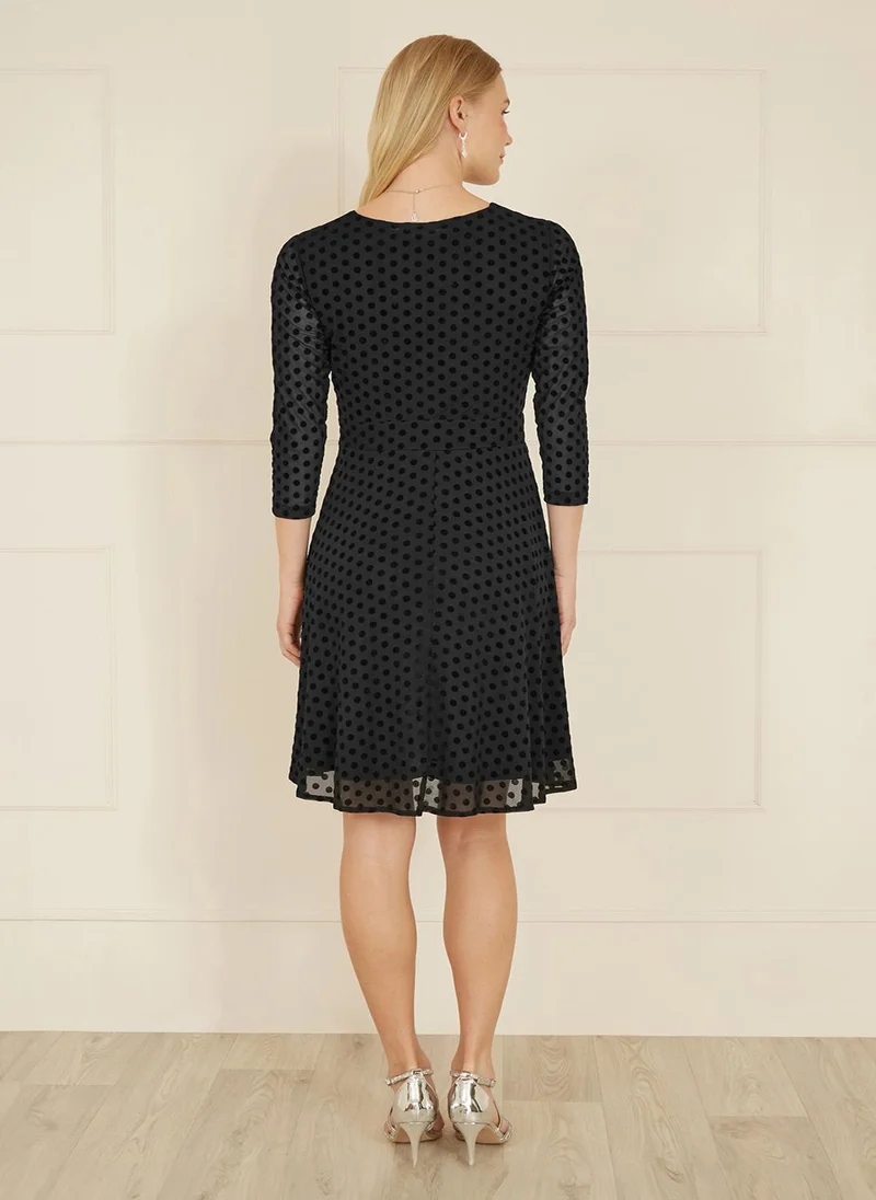 Yumi Velour Spot Stretch Skater Dress