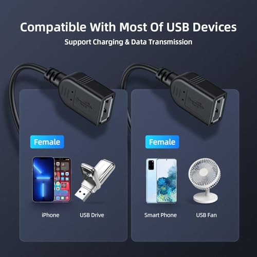 ANDTOBO 【2025 Upgraded】 USB 2.0 A Male to 2 Dual USB Female Jack Y Splitter Hub Power Cord Extension Adapter Cable(Not Supporting CarPlay and Android Auto) - Image 2
