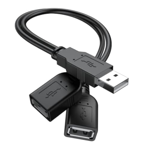 ANDTOBO 【2025 Upgraded】 USB 2.0 A Male to 2 Dual USB Female Jack Y Splitter Hub Power Cord Extension Adapter Cable(Not Supporting CarPlay and Android Auto) - Image 1