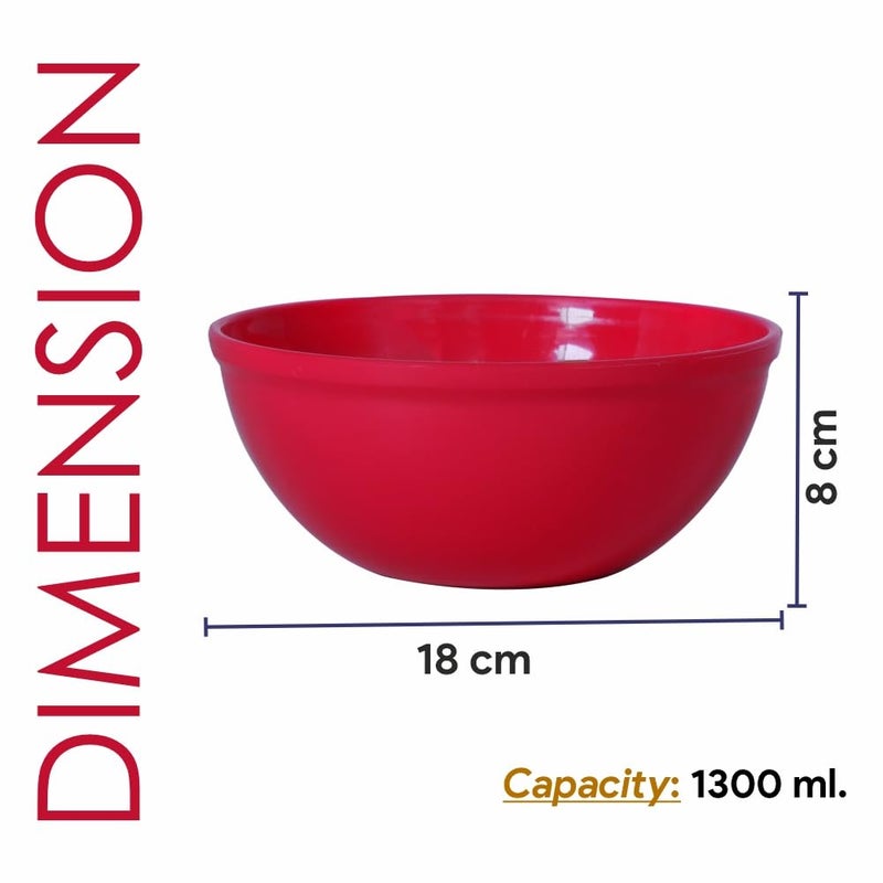 Wonder Prime Sigma 1500 Microwave Safe Multipurpose Plastic Bowl Set 4 pc Mixing Bowl 1300 ml Yellow Red Violet Red Color - Image 2