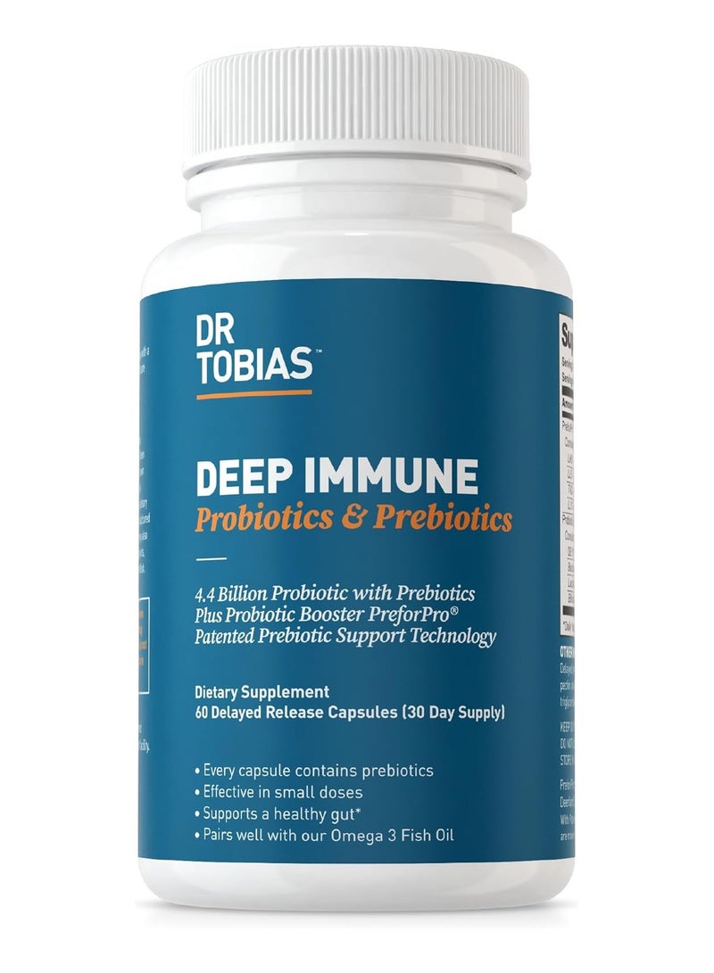 Dr. Tobias Deep Immune Probiotics & Prebiotics, 60 Delayed Release Capsules, 30 Day Supply  - Image 1