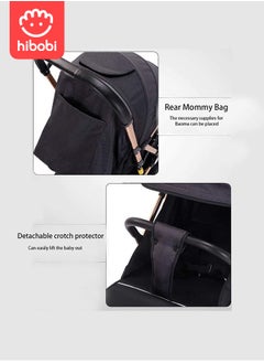 hibobi Two-Way Push High View Portable Folding Stroller Available For Boarding - Black  - Image 2