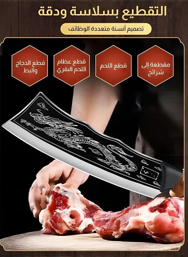 Premium Heavy-Duty Bone Chopping Cleaver Knife, High Carbon Steel Meat Chopper with Protective Sheath for Kitchen - Image 3