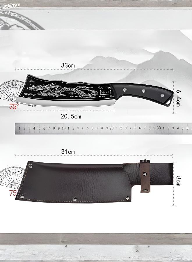 Premium Heavy-Duty Bone Chopping Cleaver Knife, High Carbon Steel Meat Chopper with Protective Sheath for Kitchen - Image 2