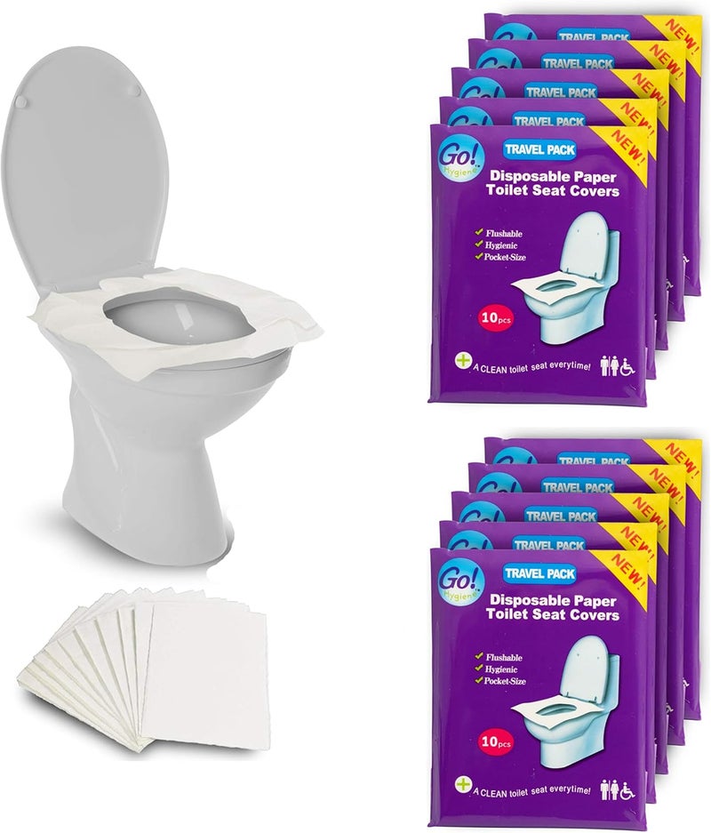 GoHygiene Disposable Paper Toilet Seat Covers 8 Packs (80-Count) + 2 Free Packs (20-Count)! - Image 1