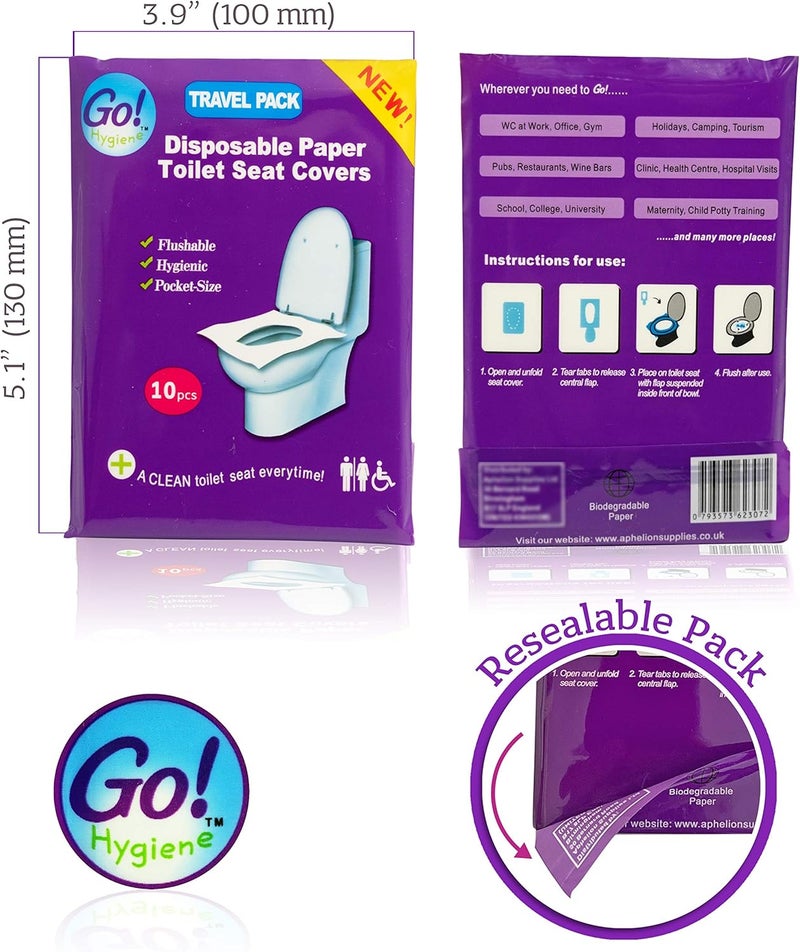 GoHygiene Disposable Paper Toilet Seat Covers 8 Packs (80-Count) + 2 Free Packs (20-Count)! - Image 3