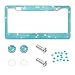 SHMZK Bling Car License Plate Frame Handcrafted Rhinestone License Plate Frame with Glitter Screw Caps Sparkly Bedazzled Diamond Stainless Steel License Plate Holder for Women Lake Blue - Image 2
