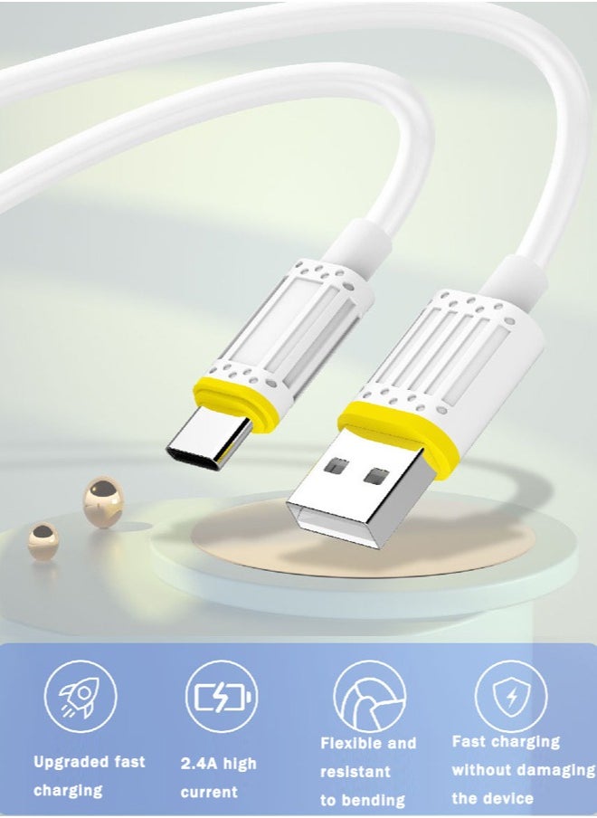REACLOUD - USB C Cable A to Type Data Cord Premium Nylon Braided Compatible For Samsung Galaxy, MacBook Pro, Nintendo Switch, Huawei MateBook X Pro iPad Mini 6 1M White - Image 1