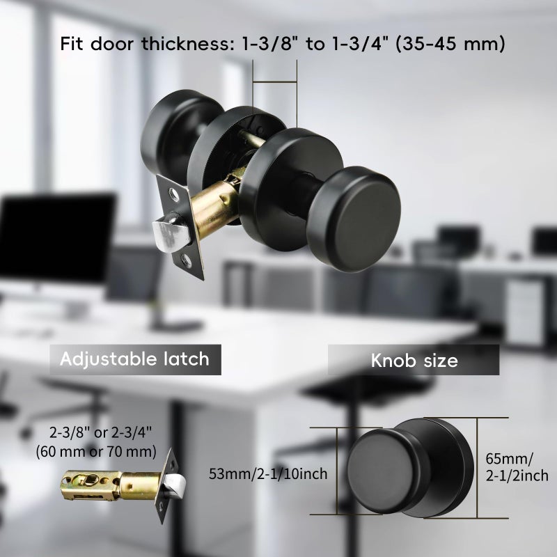 Ncsen Black Interior Door Knob Non Locking  Passage Door Handles For Hall & Closet  Heavy Duty Door Knobs - Image 2