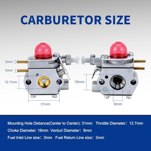 Wellsking TB32EC Carburetor for Troy-Bilt Weed Eater TB80EC YM21CS TB21EC TB22EC TB2040XP TB22 2 Cycle String Trimmer Craftsman 27CC Weed Eater Replacement for WT-973 753-06190 - Image 3