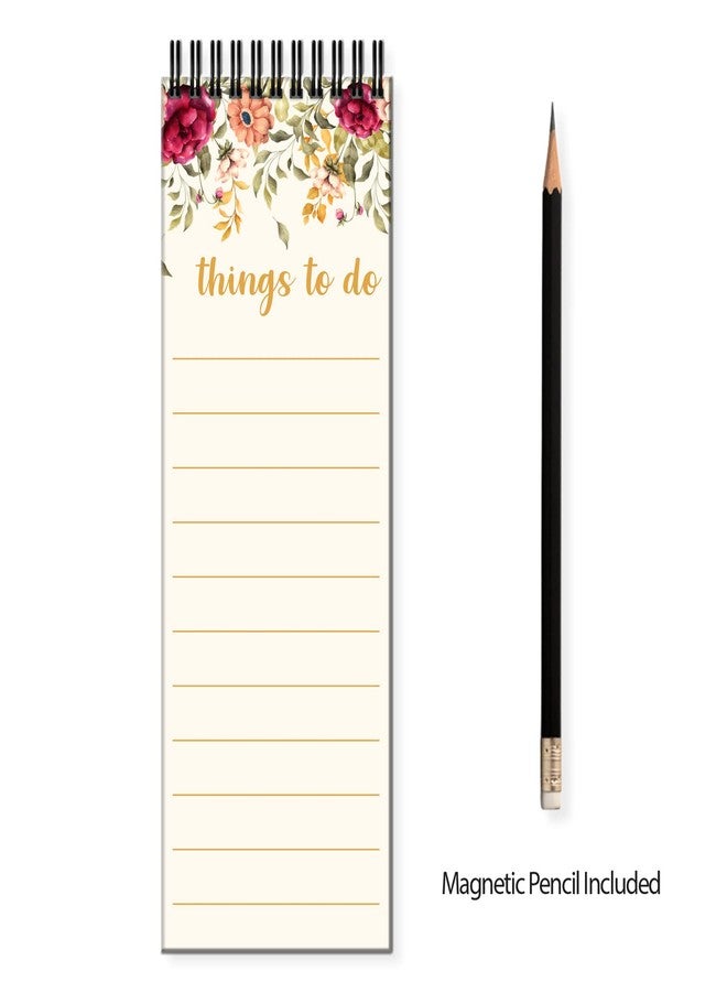 Yey Paper Magnetic Refrigerator Memo Pad, Floral Design Fridge Magnet Notepad, Multipurpose Memopad, Size 3x8 inches, 50 pages (Free Magnetic Pencil Included inside) - Image 2
