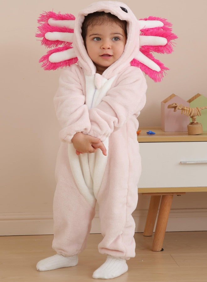 DarkCom Unisex Baby Animal Onesie Toddler Hooded Romper Halloween Cosplay Pink Axololtl Costumes Kids' Christmas Gifts 2-3 Years - Image 5