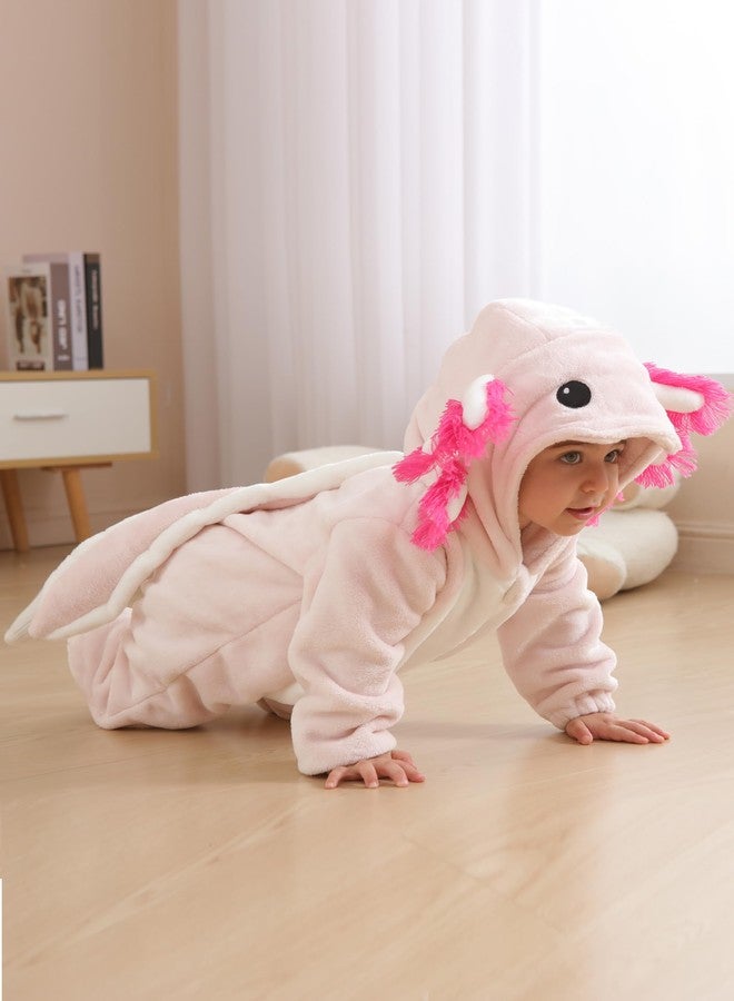 DarkCom Unisex Baby Animal Onesie Toddler Hooded Romper Halloween Cosplay Pink Axololtl Costumes Kids' Christmas Gifts 2-3 Years - Image 3