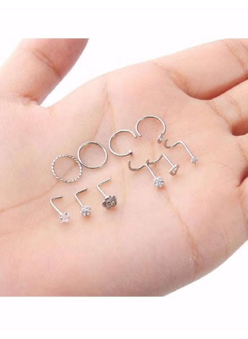 40 PCS 20G Nose Rings for Women Nose Piercings Jewelry Gold Nose Rings Hoops Nose Studs Screw for Women Men 316L Stainless Steel for Women Men Body Jewelry - Image 4