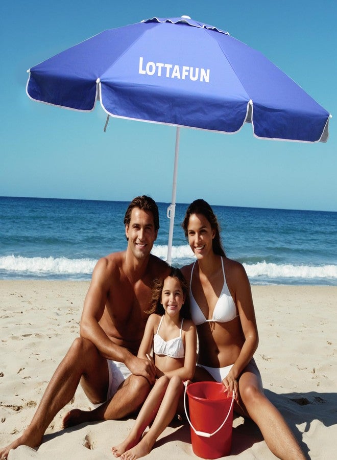 مظلة شاطئ LOTTAFUN بطول 6.5 قدم - مظلة شمسية محمولة شديدة التحمل ومقاومة للرياح وحماية من الأشعة فوق البنفسجية 50+ مع مرساة رملية وحقيبة حمل، مظلة خارجية قابلة للطي للشاطئ وحمام السباحة والفناء والحديقة (أزرق داكن) - Image 3