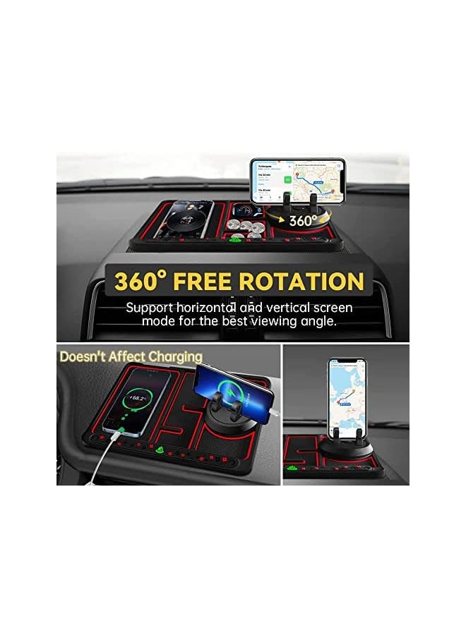 PROMASS - 4 in 1 Non-Slip Phone Pad for Car, Ubitree Anti-Slip Car Phone Dashboard Pad Mat, 360° Rotation Dashboard Phone Holder Pad for Cell Phone, GPS, Sunglasses, Keychains and Coins - Image 1